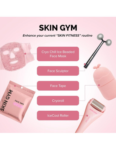 Rodillo Facial y Gua Sha Skin Gym Cuarzo Rosa Antienvejecimiento