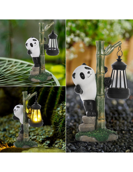 Estatua Solar de Panda para Jardín 25.9 cm - Decoración Exterior