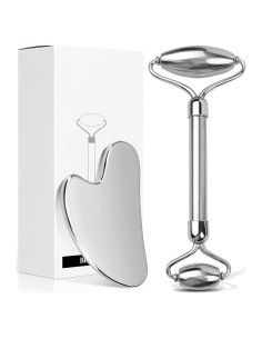 Rodillo Facial Aresvns Acero Inoxidable + Gua Sha 2 Piezas