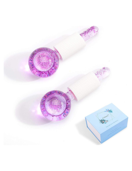 Rodillo Facial de Hielo CIBLUTY 2PCS Masaje Frío Púrpura
