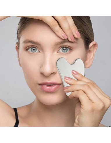 Rodillo Facial Aresvns Acero Inoxidable + Gua Sha 2 Piezas