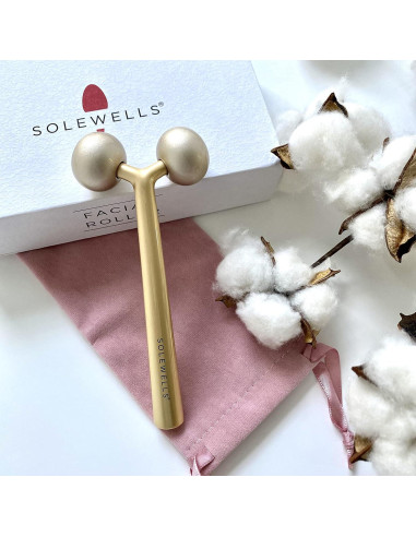 Rodillo Masajeador Facial Metal Frío Solewells 14x6.2cm