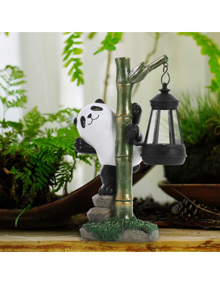 Estatua Solar de Panda para Jardín 25.9 cm - Decoración Exterior