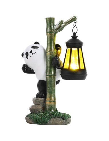 Estatua Solar de Panda para Jardín 25.9 cm - Decoración Exterior