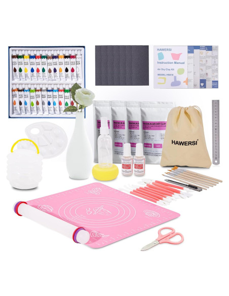 Kit de Arcilla Secada al Aire HAWERSI 66 Piezas para Adultos
