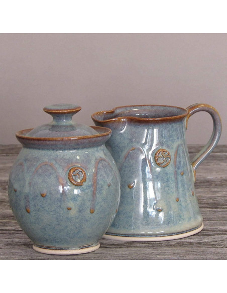 Juego de Azúcar y Crema Castle Arch Verde 10oz Hecho a Mano