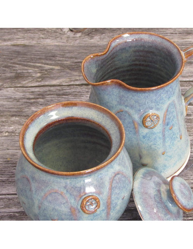 Juego de Azúcar y Crema Castle Arch Verde 10oz Hecho a Mano