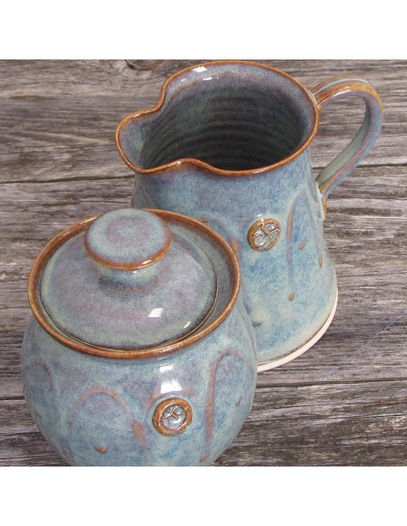 Juego de Azúcar y Crema Castle Arch Verde 10oz Hecho a Mano