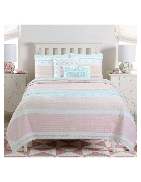 Conjunto Edredón Reversible Cozy Line Individual Algodón Rosa Conjunto Edredón Reversible Cozy Line Individual Algodón Rosa