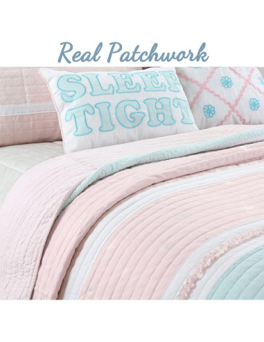 Conjunto Edredón Reversible Cozy Line Individual Algodón Rosa