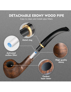 Pipa de Tabaco Scotte Ébano Hecha a Mano con Accesorios 2