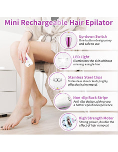 Epilador Facial Portátil Lyndops KD190R con Luz LED 2