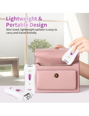 Epilador Facial Portátil Lyndops KD190R con Luz LED