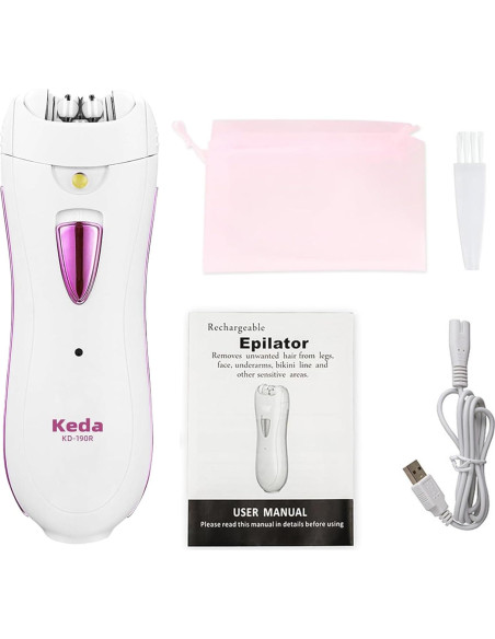 Epilador Facial Portátil Lyndops KD190R con Luz LED