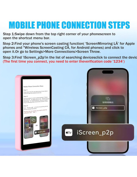 Monitor de Vlog Magnético 4K Rosa para Teléfono iPhone/Android