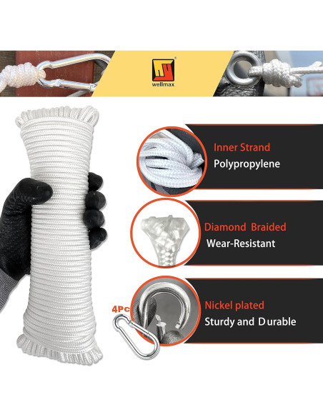 Cuerda Polipropileno Trenzada Wellmax 30,48 m Resistente UV