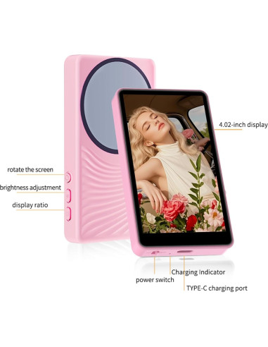 Monitor de Vlog Magnético 4K Rosa para Teléfono iPhone/Android