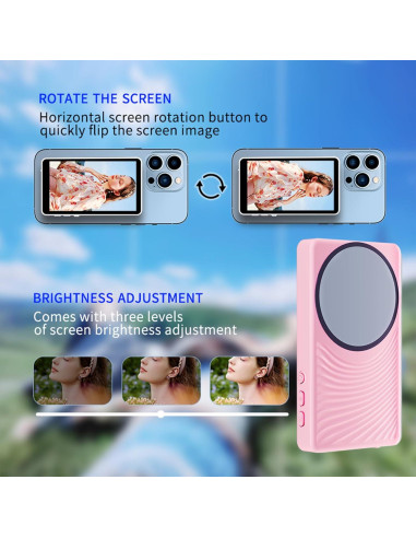 Monitor de Vlog Magnético 4K Rosa para Teléfono iPhone/Android