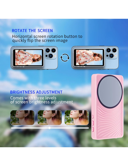 Monitor de Vlog Magnético 4K Rosa para Teléfono iPhone/Android