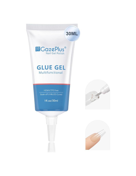 Gel de Pegamento para Uñas GazePlus 30ml Claro Duradero