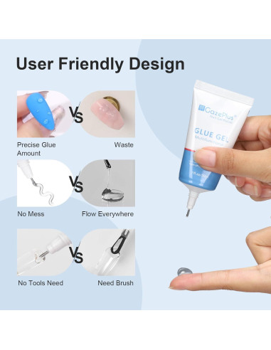 Gel de Pegamento para Uñas GazePlus 30ml Claro Duradero