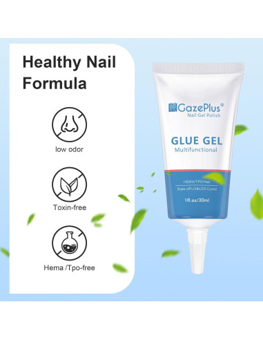 Gel de Pegamento para Uñas GazePlus 30ml Claro Duradero
