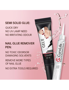 Gel de Pegamento Semisólido Curvlife 10g con Removedor 5ml 2