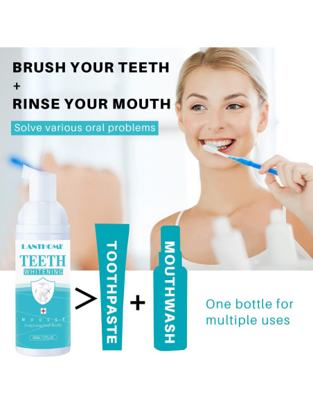 Espuma Blanqueadora Dental LANTHOME 3PCS Efecto Múltiple