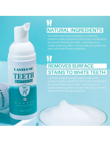 Espuma Blanqueadora Dental LANTHOME 3PCS Efecto Múltiple