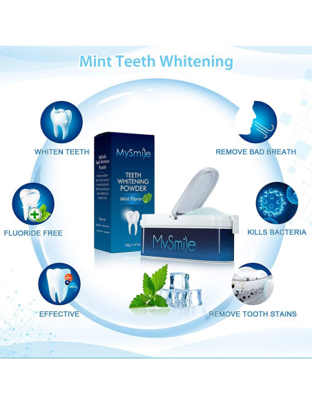 Polvo Blanqueador de Dientes MySmile 40g Natural Menta