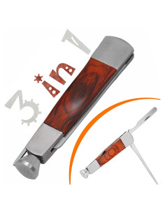 Herramienta de limpieza 3 en 1 para pipa - Acero y palo de rosa