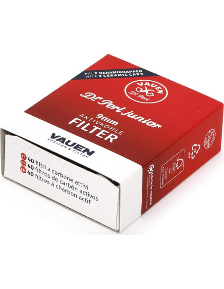 Filtros de Carbón Activado Vauen 9mm - 40 Unidades - Cerámica