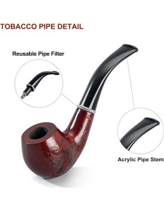 Juego de Pipas de Tabaco Joyoldelf Madera Rosa con Accesorios 2