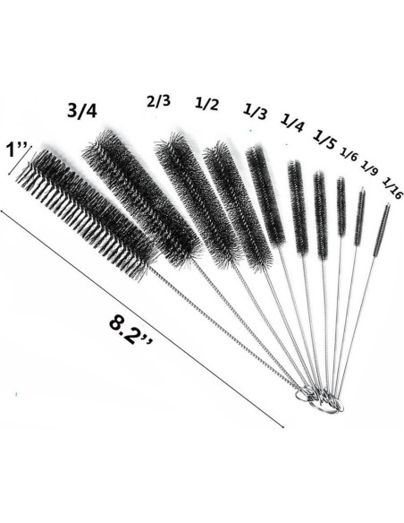 Cepillo de Tubo EBOOT 21 cm Set de 10 Nylon Acero Inoxidable