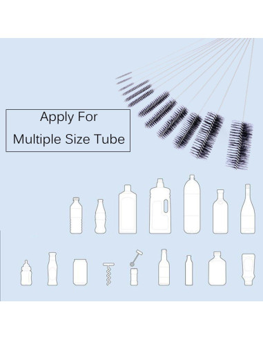 Cepillo de Tubo EBOOT 21 cm Set de 10 Nylon Acero Inoxidable