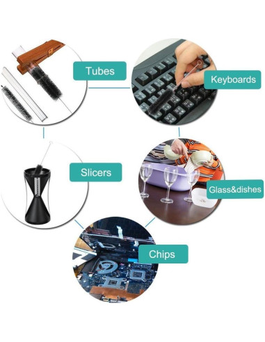 Cepillo de Tubo EBOOT 21 cm Set de 10 Nylon Acero Inoxidable