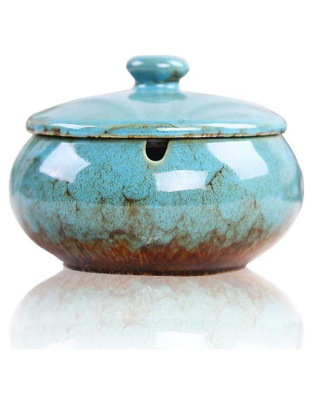 Cenicero Cerámica Lependor Azul a Prueba de Viento