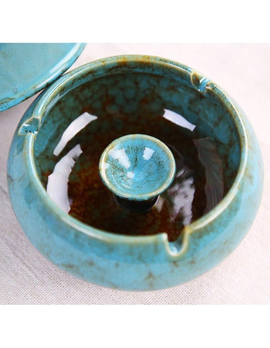 Cenicero Cerámica Lependor Azul a Prueba de Viento