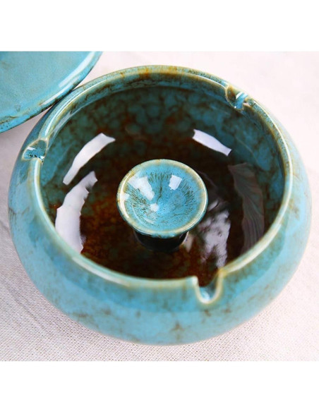 Cenicero Cerámica Lependor Azul a Prueba de Viento