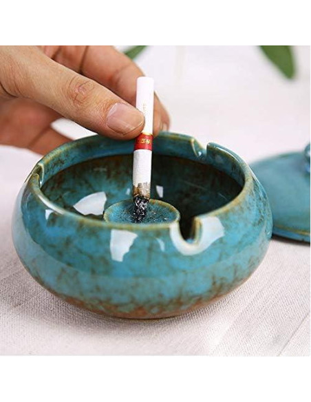 Cenicero Cerámica Lependor Azul a Prueba de Viento