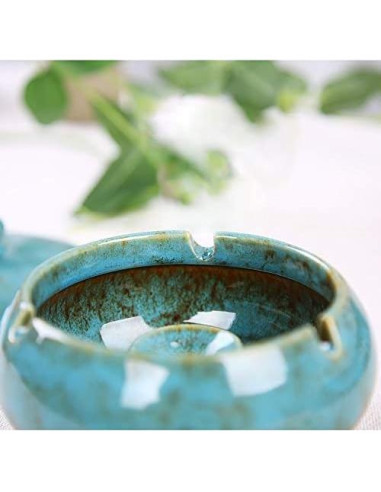 Cenicero Cerámica Lependor Azul a Prueba de Viento