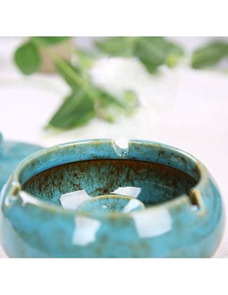 Cenicero Cerámica Lependor Azul a Prueba de Viento