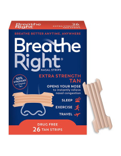 Tiras Nasales Breathe Right Fuerza Extra Alivio Congestión 26 Pzas