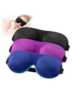 YIVIEW Máscara de Sueño 3D Ajustable Paquete de 3 Colores