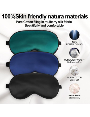Máscara de Sueño de Seda Mayxunbeauty Ajustable para Dormir