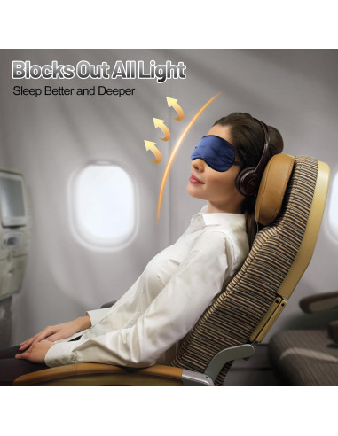 Máscara de Sueño de Seda Mayxunbeauty Ajustable para Dormir