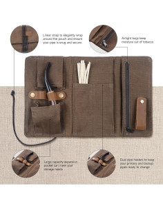 Estuche de Pipa de Tabaco OGABEL Lona Impermeable Marrón 2