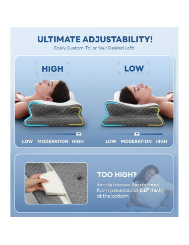 Almohada Cervical Cozyplayer Ajustable para Alivio del Dolor