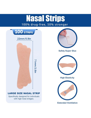 100 Tiras Nasales UPMOSTEK para Ronquidos y Congestión