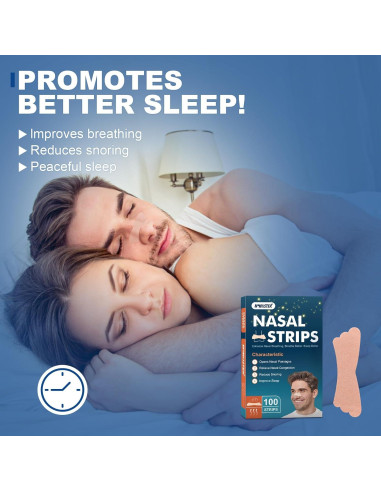 100 Tiras Nasales UPMOSTEK para Ronquidos y Congestión